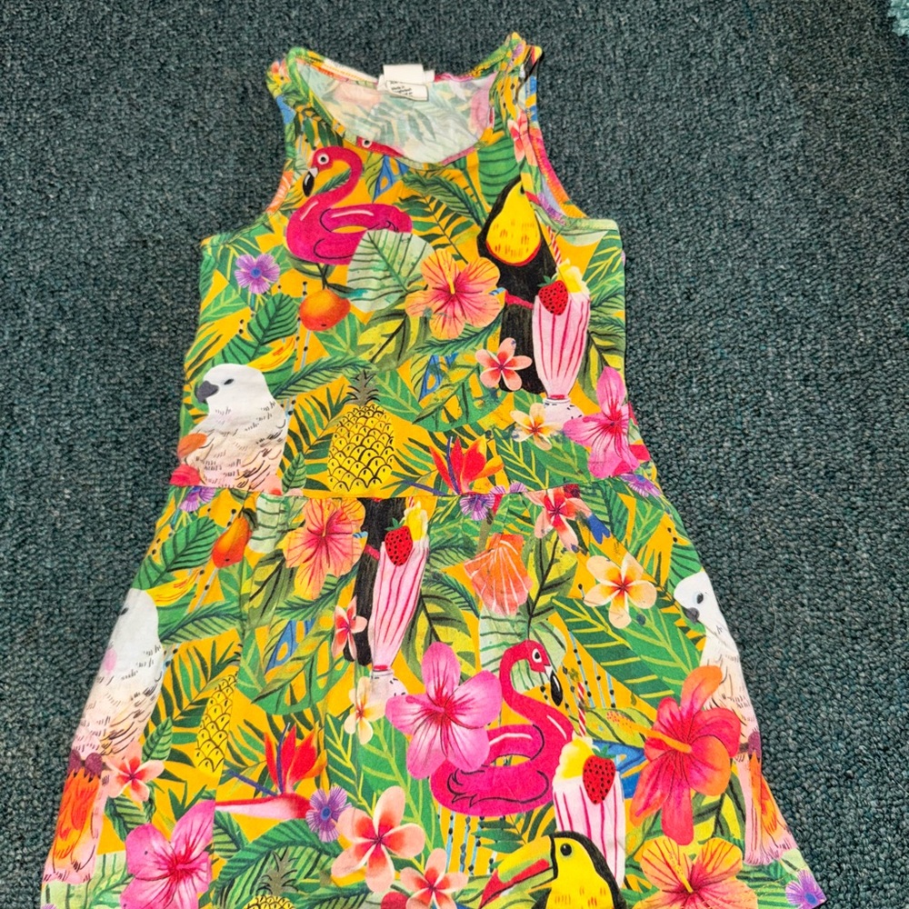 Tropical Print Sleeveless Dress